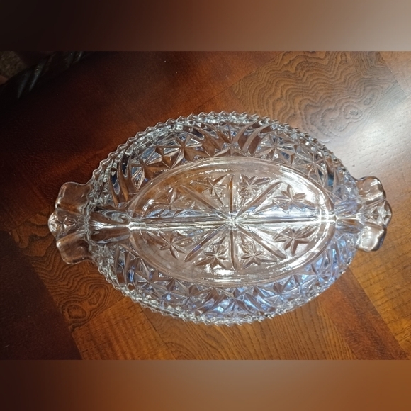 Vintage crystal cut glass divided relish tray - Picture 2 of 2